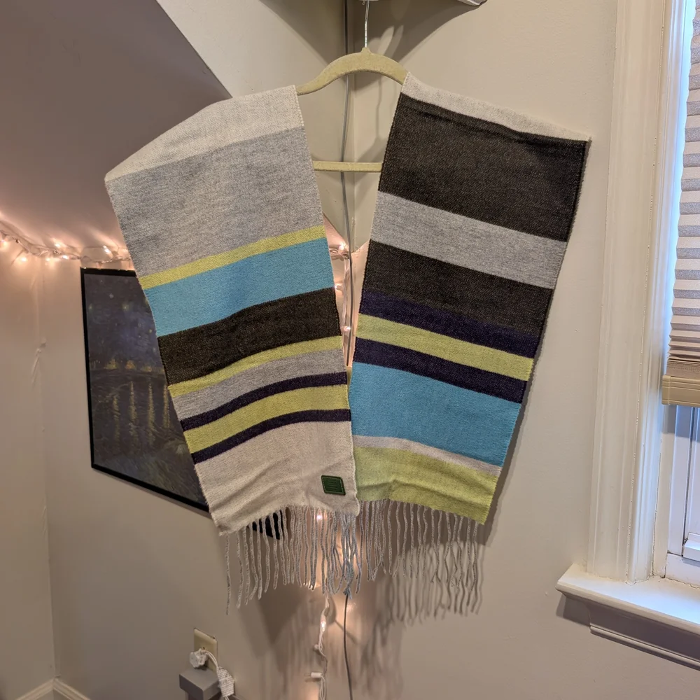 Vintage Coach Cashmere Striped Scarf Shawl Wrap